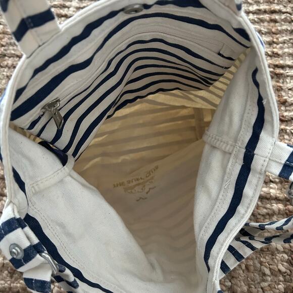 BAGGU Duck Bag – The Surf Club Striped Nautical Style Canvas Tote - Picture 8 of 8